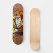 Autumn Fox Dark Wood Grain Illustration Persoonlijk Skateboard (Voorkant)
