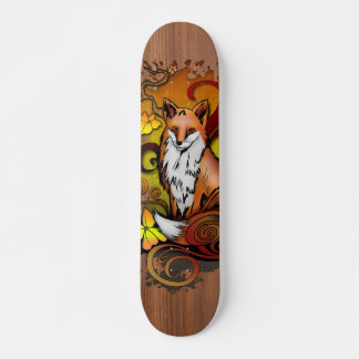 Autumn Fox Dark Wood Grain Illustration Persoonlijk Skateboard