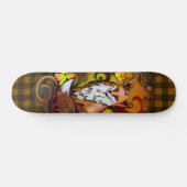 Autumn Fox Dark Yellow Plaid Illustration Persoonlijk Skateboard (Horizontaal)