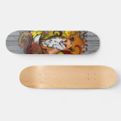 Autumn Fox Grey Wood Slats Illustration Persoonlijk Skateboard (Horizontaal)
