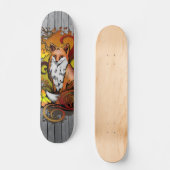 Autumn Fox Grey Wood Slats Illustration Persoonlijk Skateboard (Voorkant)