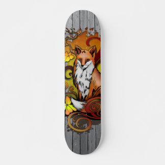 Autumn Fox Grey Wood Slats Illustration Persoonlijk Skateboard