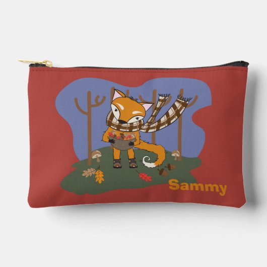 Autumn Fox Kid Zipper Pouch with Name Etui (Voorkant)