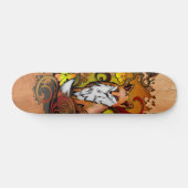 Autumn Fox Light Ash Wood Nature Illustration Persoonlijk Skateboard (Horizontaal)