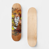 Autumn Fox Light Ash Wood Nature Illustration Persoonlijk Skateboard (Voorkant)