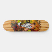 Autumn Fox Light Wood Nature Illustration Persoonlijk Skateboard (Horizontaal)