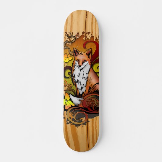 Autumn Fox Light Wood Nature Illustration Persoonlijk Skateboard (Voorkant)