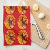 Autumn Fox Pattern Country Theedoek (Quarter Fold)
