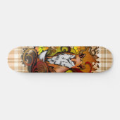 Autumn Fox Plaid Nature Illustration Persoonlijk Skateboard (Horizontaal)