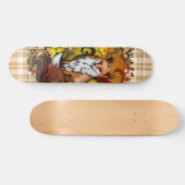 Autumn Fox Plaid Nature Illustration Persoonlijk Skateboard (Horizontaal)
