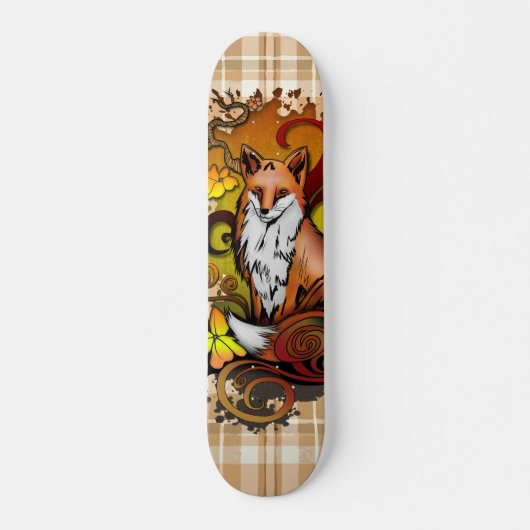 Autumn Fox Plaid Nature Illustration Persoonlijk Skateboard (Voorkant)