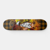 Autumn Fox Plaid Woodland Illustration Persoonlijk Skateboard (Horizontaal)