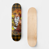 Autumn Fox Plaid Woodland Illustration Persoonlijk Skateboard (Voorkant)