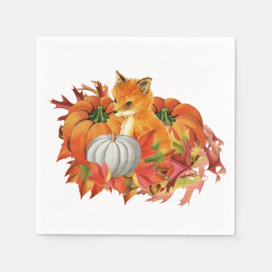 Autumn Fox Pumpkins Papieren servetten (Voorkant)