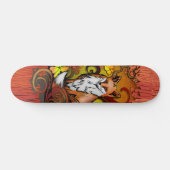 Autumn Fox Red Wood Grain Illustration Persoonlijk Skateboard (Horizontaal)