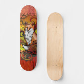 Autumn Fox Red Wood Grain Illustration Persoonlijk Skateboard (Voorkant)