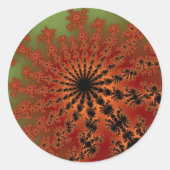 Autumn Fractal Burst Ronde Sticker (Voorkant)