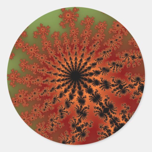 Autumn Fractal Burst Ronde Sticker (Voorkant)