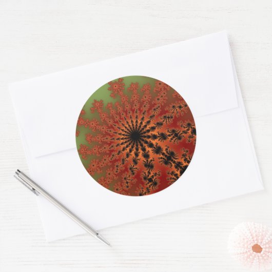 Autumn Fractal Burst Ronde Sticker (Envelop)