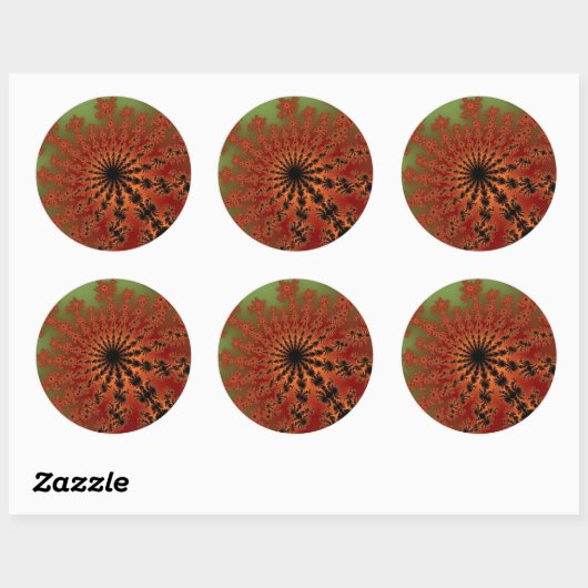 Autumn Fractal Burst Ronde Sticker (Vel)