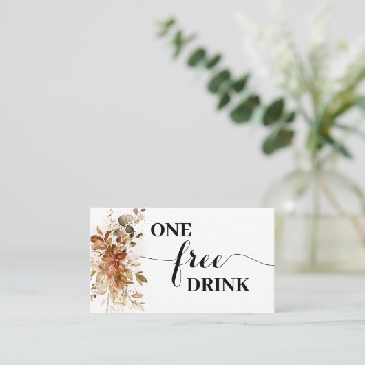 Autumn Free Drink Wedding Reception Ticket Card (Staand voorkant)