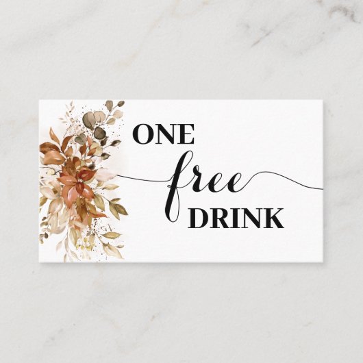 Autumn Free Drink Wedding Reception Ticket Card (Voorkant)