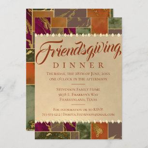 Autumn Friendsgiving   Geometrische goudmarmer Kaart
