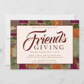 Autumn Friendsgiving Gold Burgundy Marble Dinner Kaart (Voorkant)