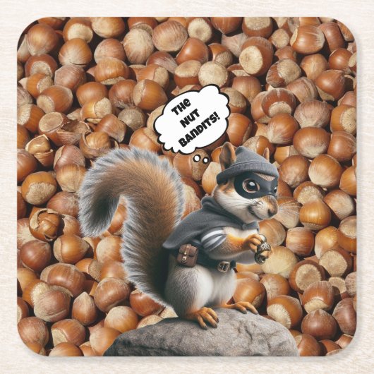 Autumn Funny Squirrel Bandit Paper Onderzetter (Voorkant)