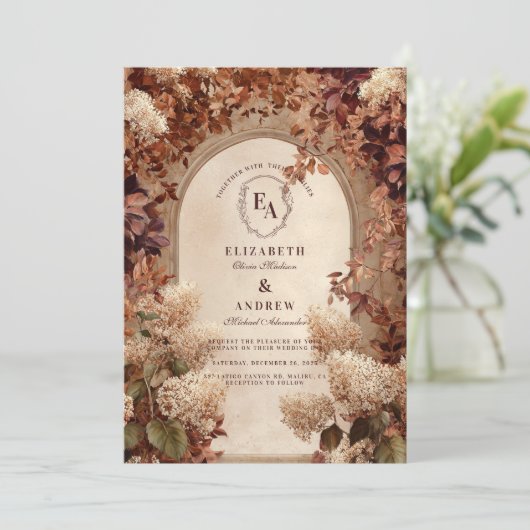 Autumn Garden Archway Wedding Kaart (Staand voorkant)