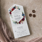 Autumn Garden | Bourgogne bruiloft All In One Uitnodiging