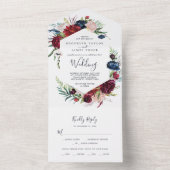 Autumn Garden | Bourgogne bruiloft All In One Uitnodiging (Binnen)