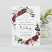 Autumn Garden | Bourgogne bruiloft Kaart (Staand voorkant)