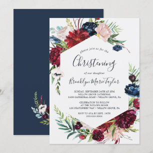 Autumn Garden   Bourgogne Christening Kaart