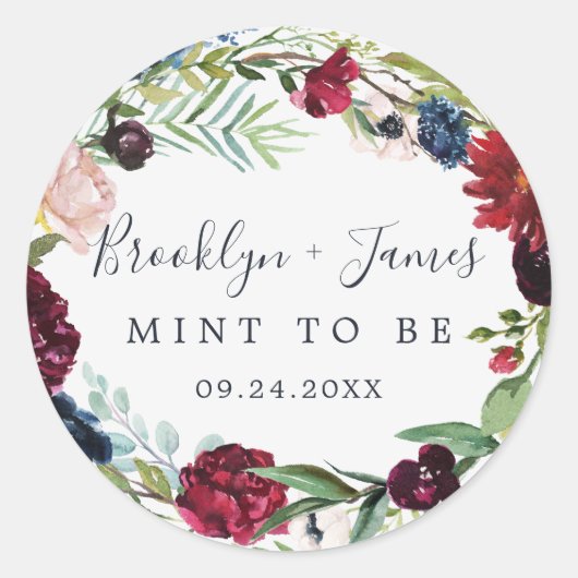 Autumn Garden | Burgundy Munt to be Favor Sticker (Voorkant)