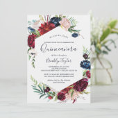 Autumn Garden | Burgundy Quinceañera Kaart (Staand voorkant)