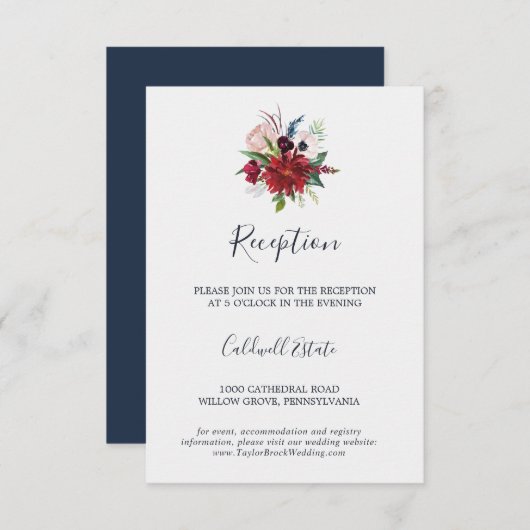 Autumn Garden | Burgundy Reception Insert Kaart (Voorkant / Achterkant)