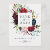 Autumn Garden | Burgundy Save the Date Briefkaart (Voorkant)