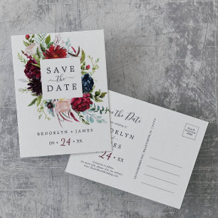 Autumn Garden Burgundy Save the Date Briefkaart