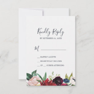 Autumn Garden Burgundy Simple RSVP-kaart RSVP Kaartje