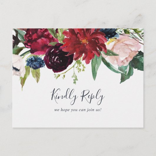 Autumn Garden Burgundy Song Request RSVP Briefkaar Uitnodiging Briefkaart (Voorkant)