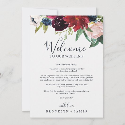 Autumn Garden Burgundy Welkomstbrief & reisroute (Voorkant)