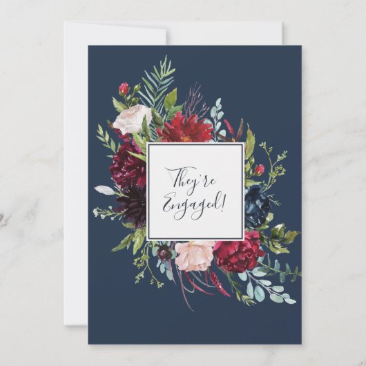 Autumn Garden | Burgundy Wreath Engagement Party Kaart (Achterkant)