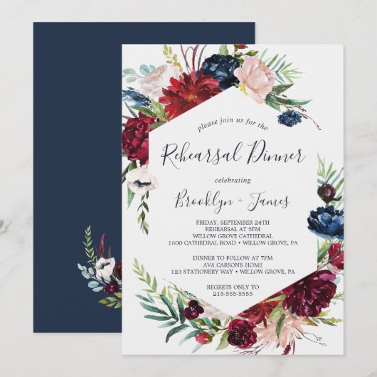 Autumn Garden | Dinner van de repetitie van Bourgo Kaart (Voorkant / Achterkant)