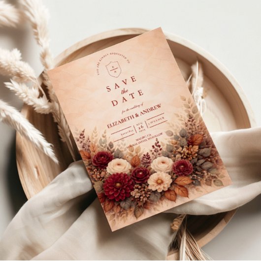 Autumn Garden Floral Wedding Save The Date