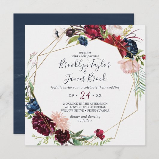 Autumn Garden | Geometrische bruiloft op het Burgu Kaart (Voorkant / Achterkant)