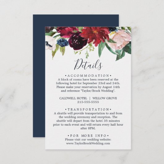 Autumn Garden | Kaart Burgundy — Details behuizing (Voorkant / Achterkant)