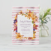 Autumn Garden Lijst Pink Stripe Weddenschap Kaart (Staand voorkant)