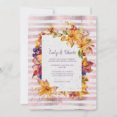 Autumn Garden Lijst Pink Stripe Weddenschap Kaart (Voorkant)