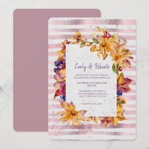 Autumn Garden Lijst Pink Stripe Weddenschap Kaart